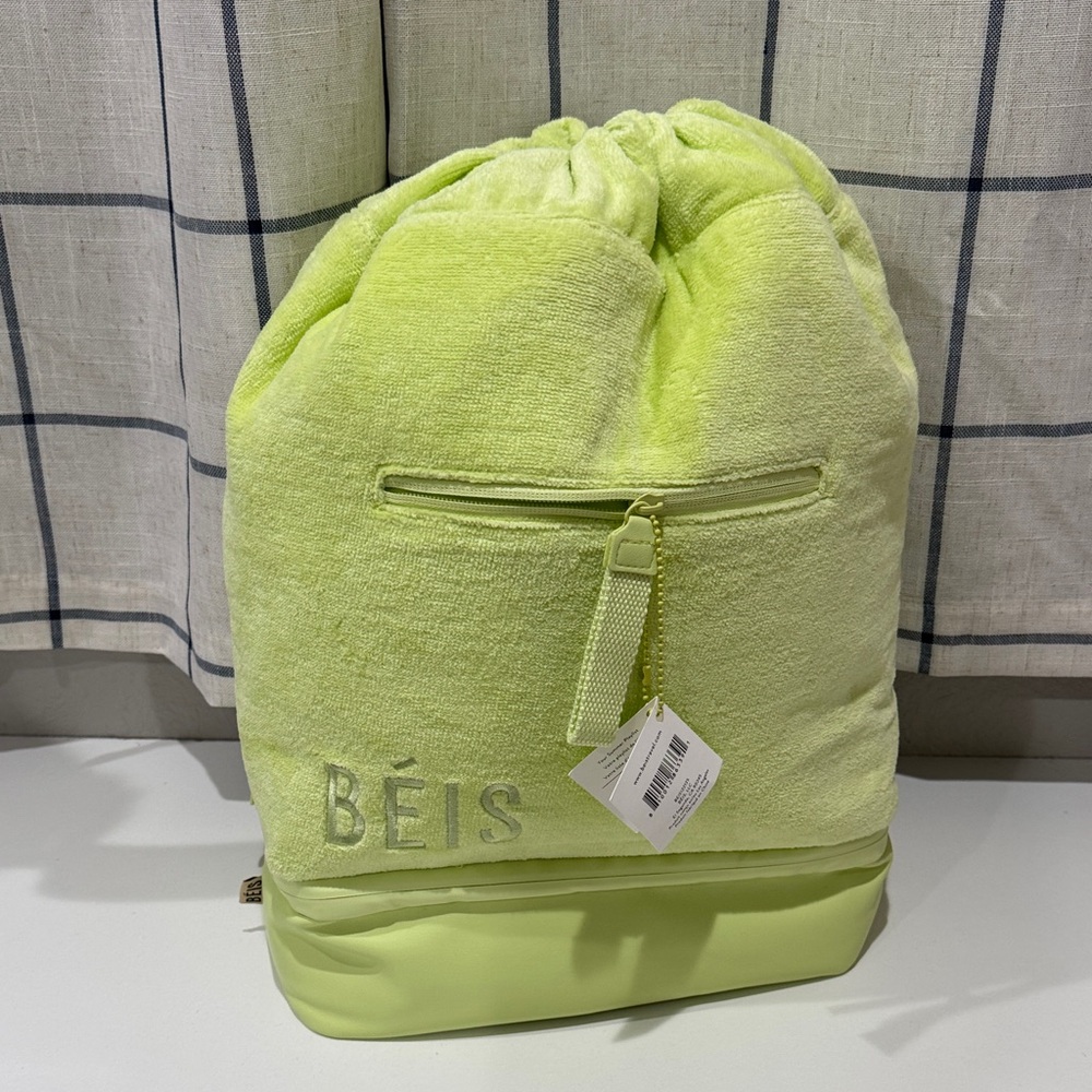 BÉIS Lime Green Terry Cloth Backpack